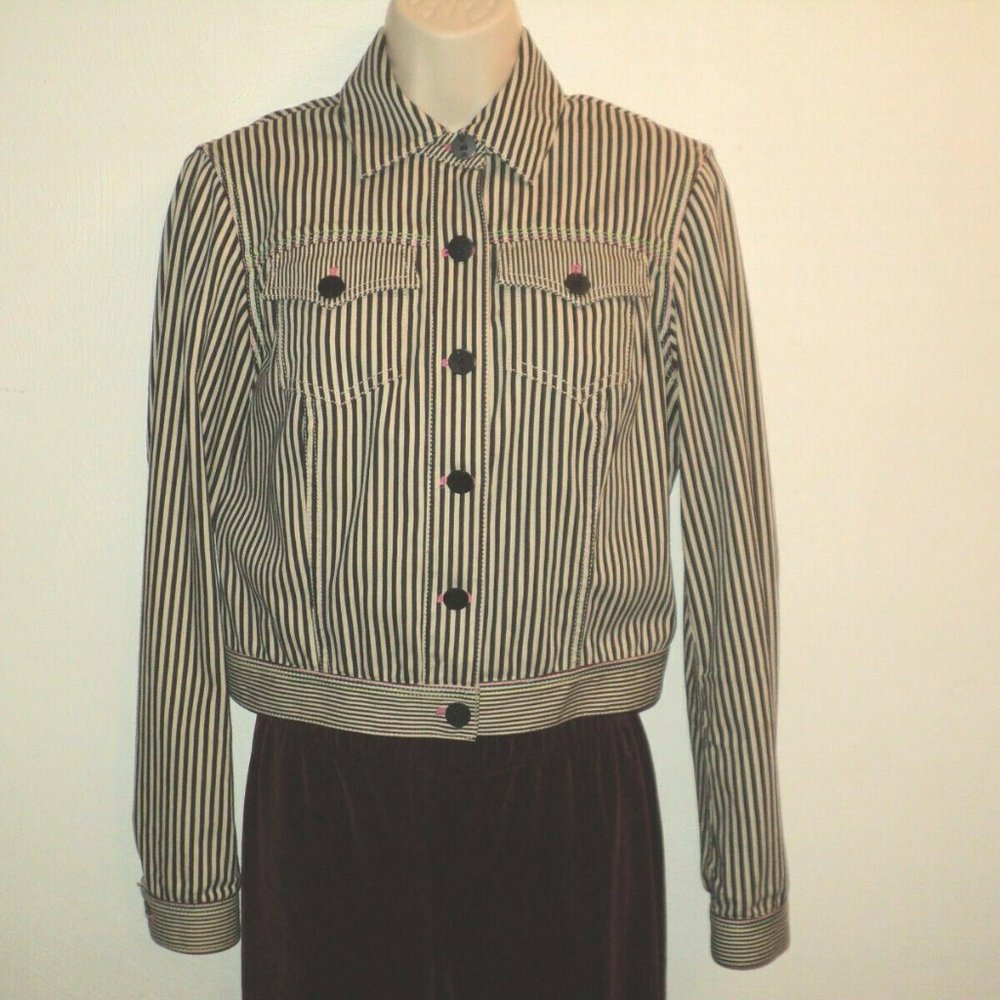 Worth Size 2 Cropped Jacket Black & Gray-Cream - Picture 1 of 5